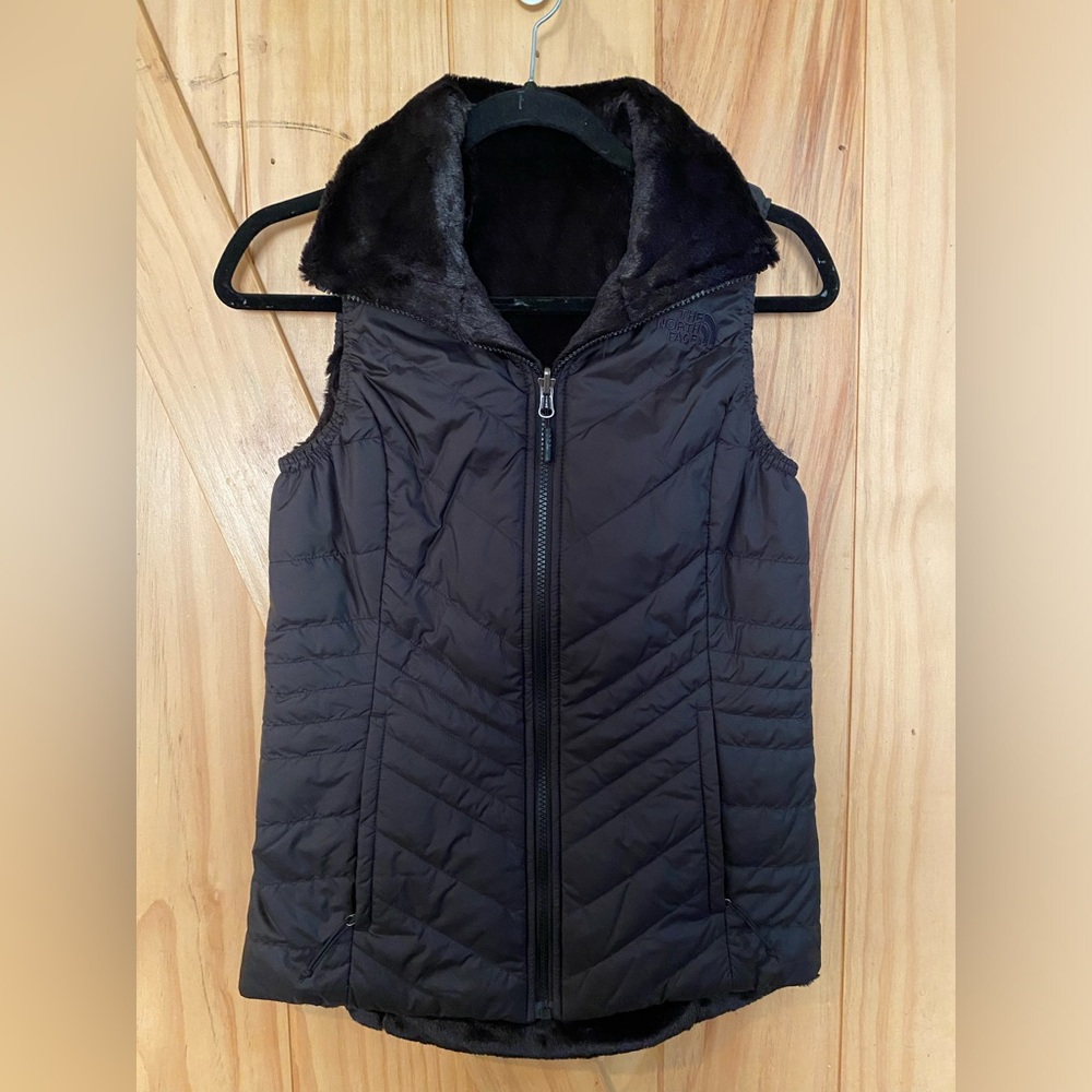 North Face like NEW reversible vest black with black velvet lining size small